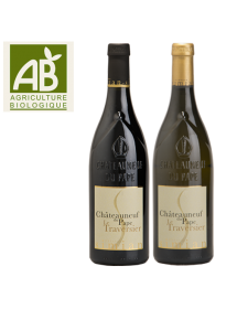 Coffret vin Rhône Châteauneuf-du-Pape Rouge et Blanc 2 bouteilles - BIO