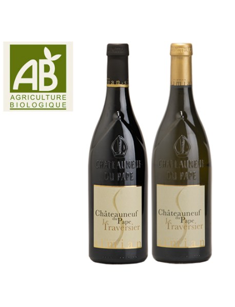 Coffret vin Rhône Châteauneuf-du-Pape Rouge et Blanc 2 bouteilles - BIO